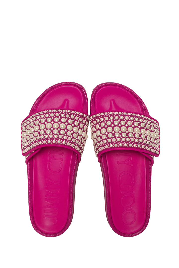 Jimmy Choo Size 40 Fitz Embellished Pool Slide Sandals
