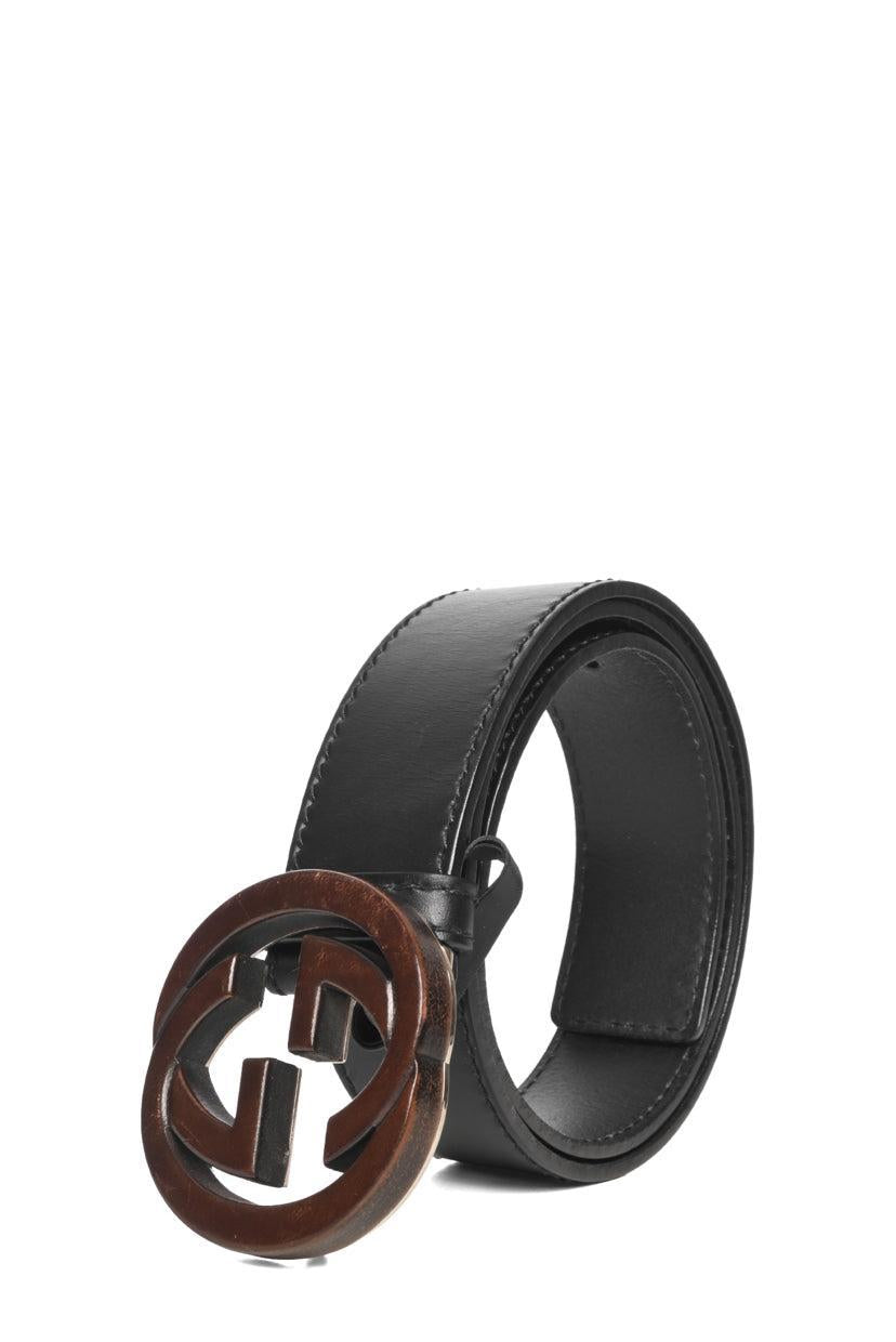 Gucci Size 34 Men's Interlocking GG Leather Belt