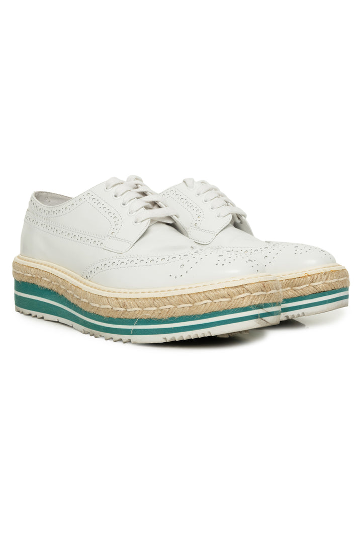 Prada Size 36 2015 Platform Brogue Espadrille Flats