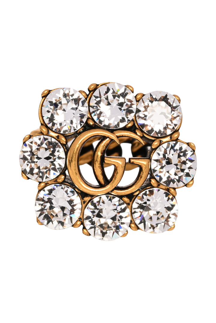 Gucci Size 5.5 Crystal Double G Ring