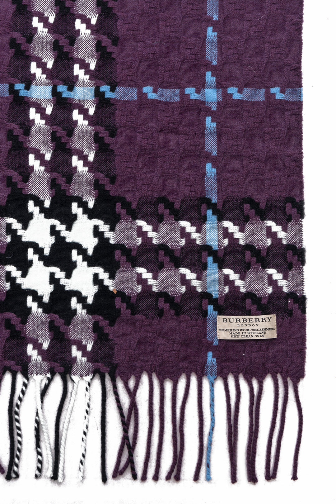 Burberry London Wool-Cashmere Classic Check Fringe Scarf