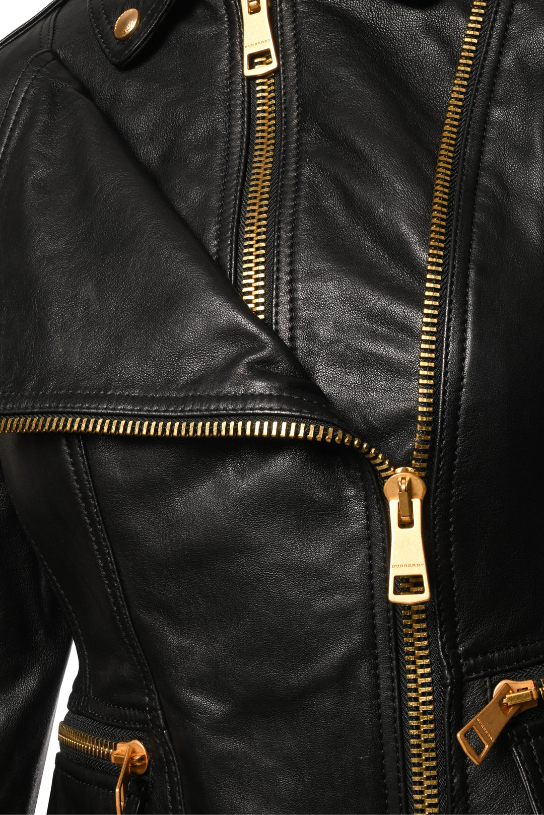 Burberry Brit Size 2 Lambskin Leather Biker Jacket