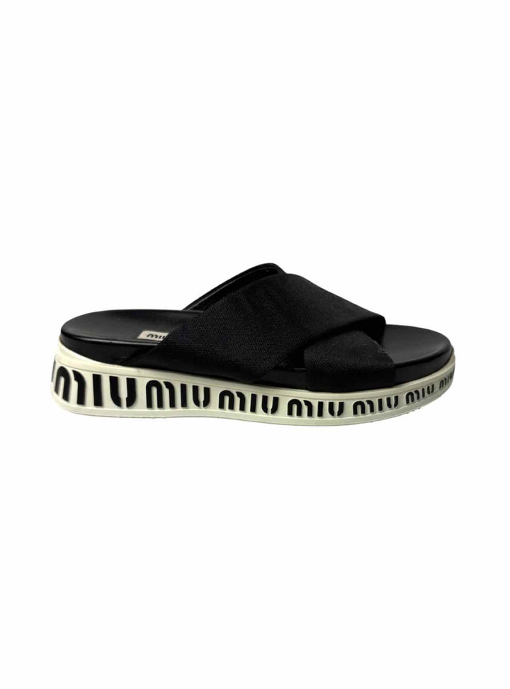 Miu Miu Size 35.5 Logo Criss Cross Sandals