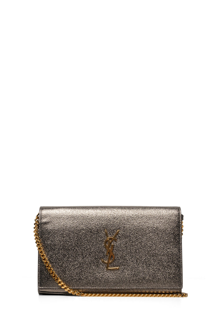 Saint Laurent 2016 Metallic Leather Kate Chain Wallet Crossbody