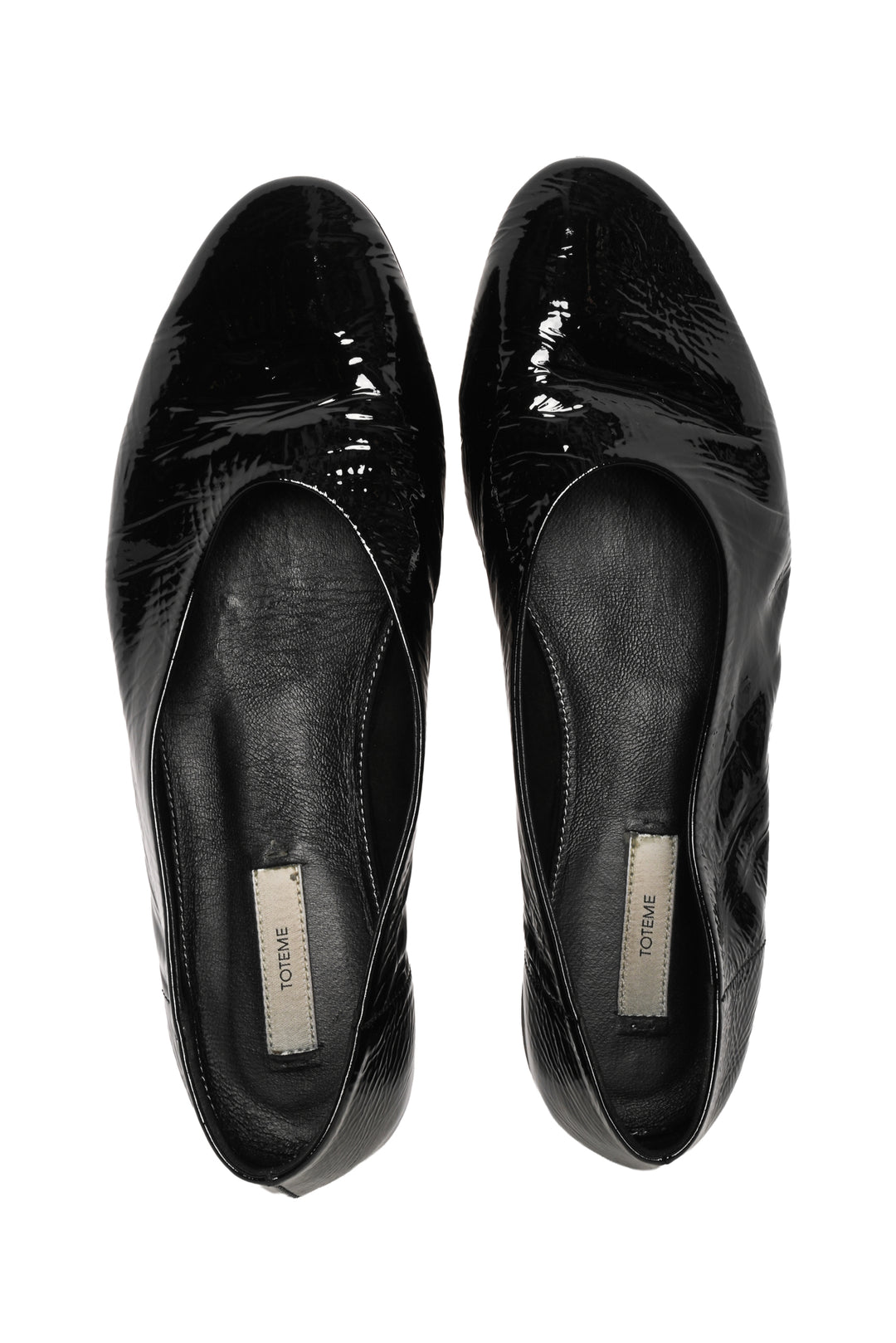 Toteme Size 39 Crinkled Patent Goatskin Slip Naplack Ballerina Flats