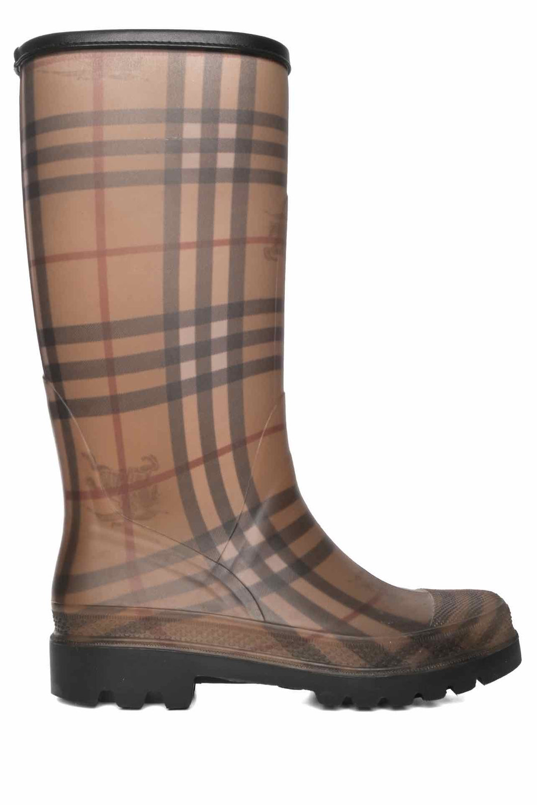 Burberry Size 37 Check Print Rubber Rain Boots