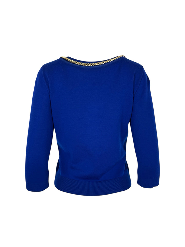 Moschino Couture Size 6 Logo Charm Wool Crewneck Sweater