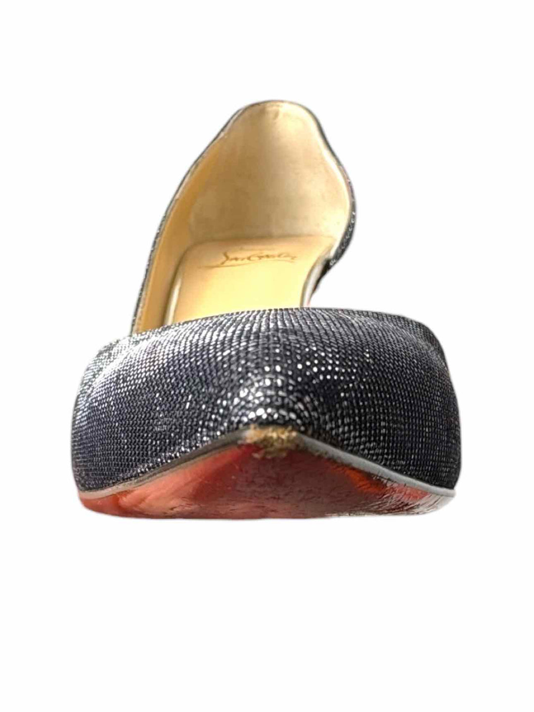 Louboutin Size 38 Metallic Glitter Fabric Pumps