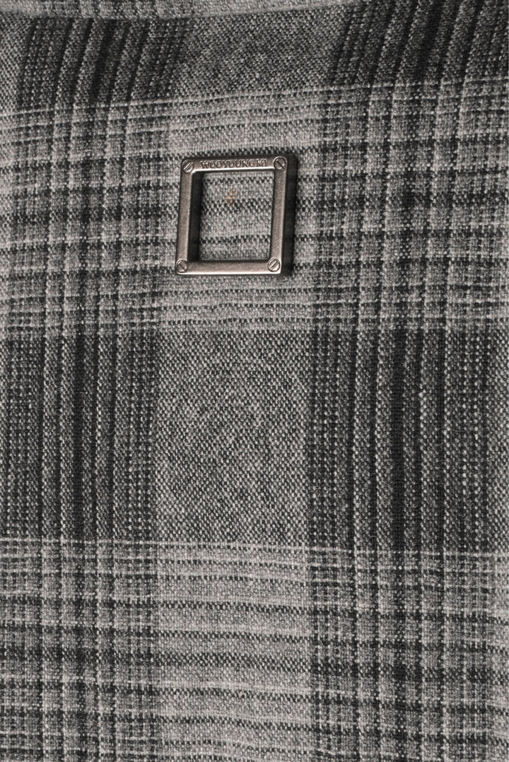 Wooyoungmi Size 46 Men's Plaid Oversize Shirt Long Sleeve