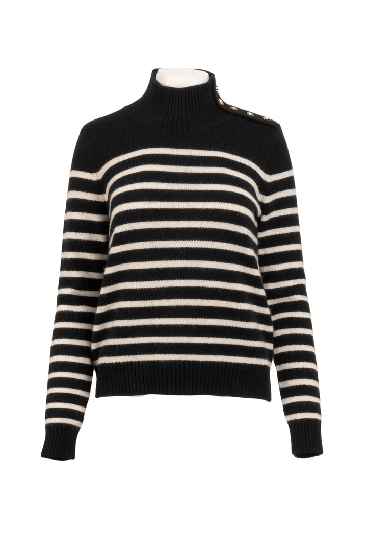 maje Size 2 Mockneck Striped Cashmere Sweater