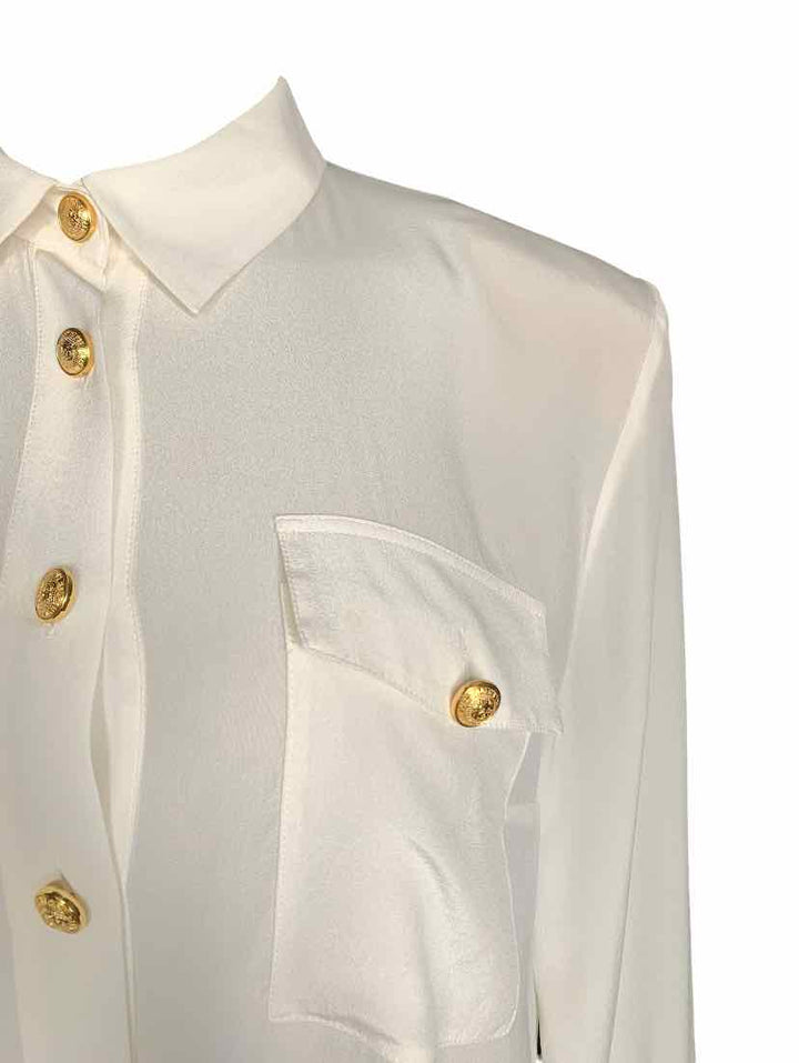 Balmain Size 44 Crepe De Chine Silk Blouse