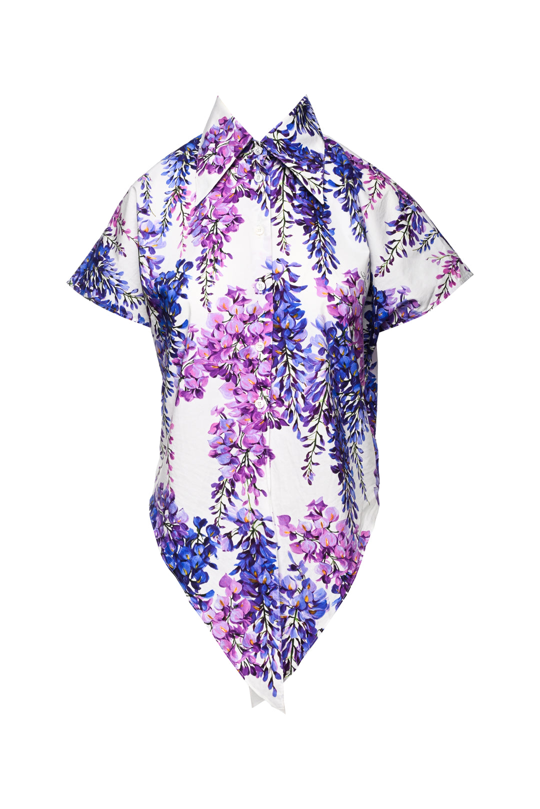 Dolce & Gabbana Size 46 Tie Waist Floral Blouse