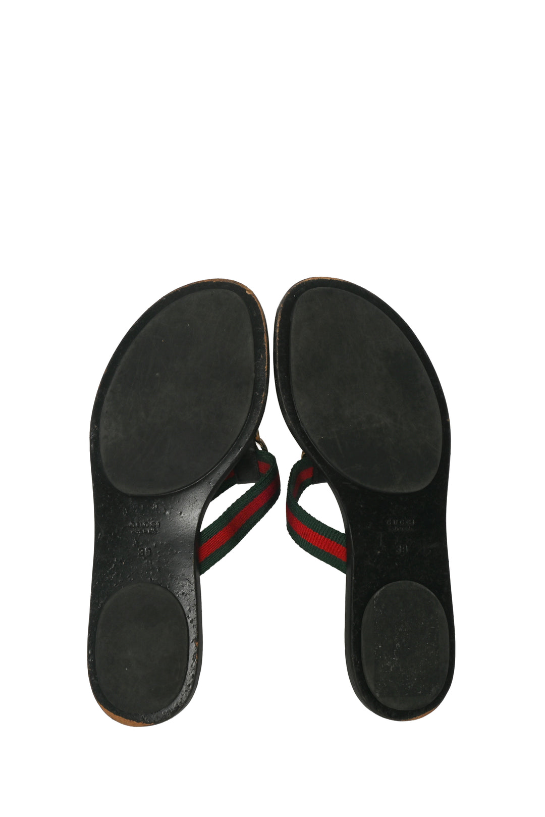 Gucci Size 39 GG Embossed Leather & Web Thong Sandals