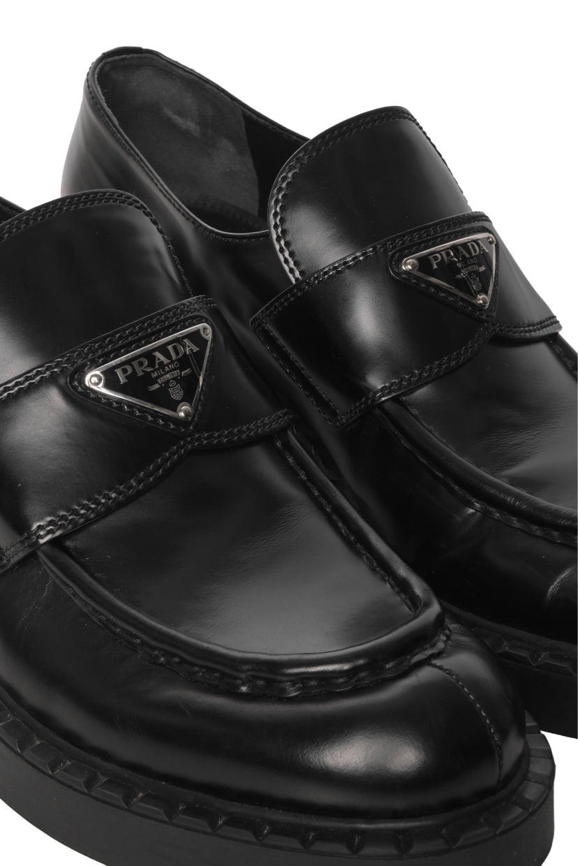 Prada Size 40.5 Brushed Leather Loafers