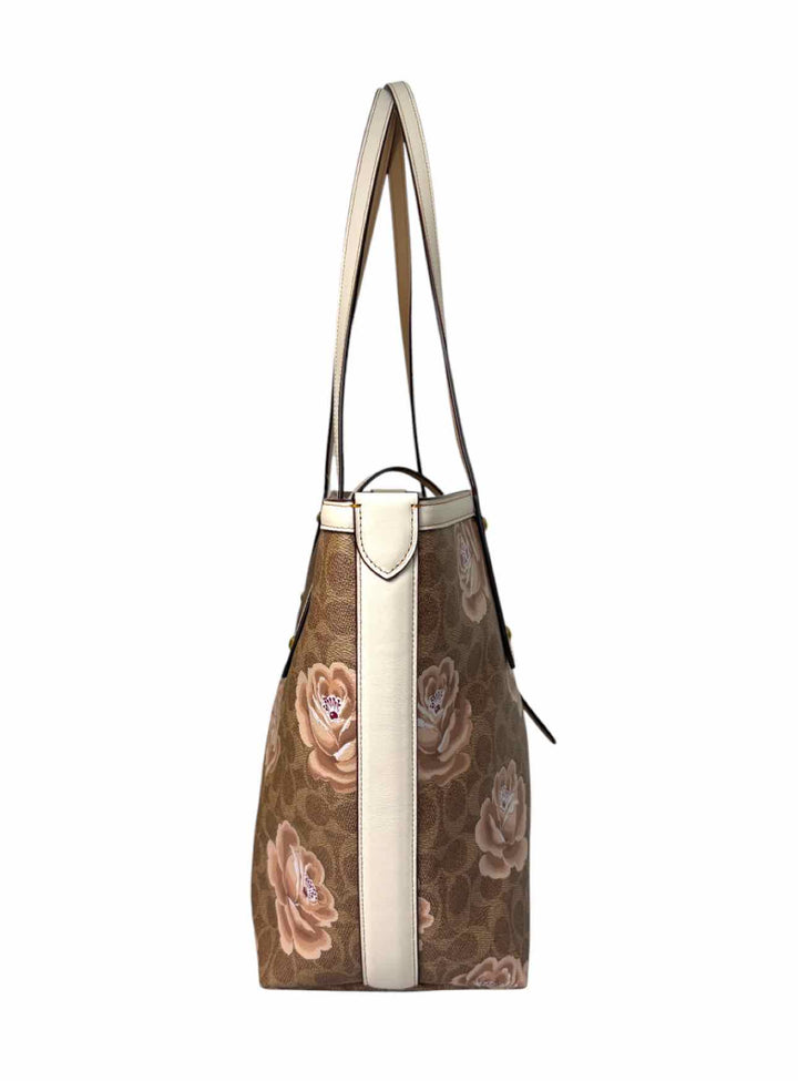 Coach Signature Rose Print Coated CanvasTote