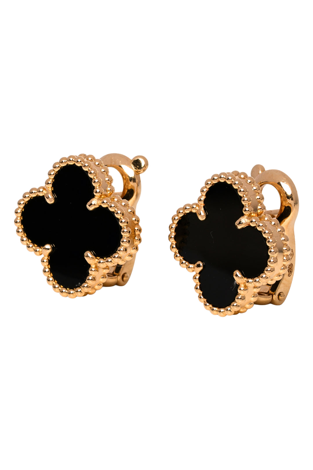Van Cleef & Arpels 2023 18K Yellow Gold & Black Onyx Vintage Alhambra Earrings