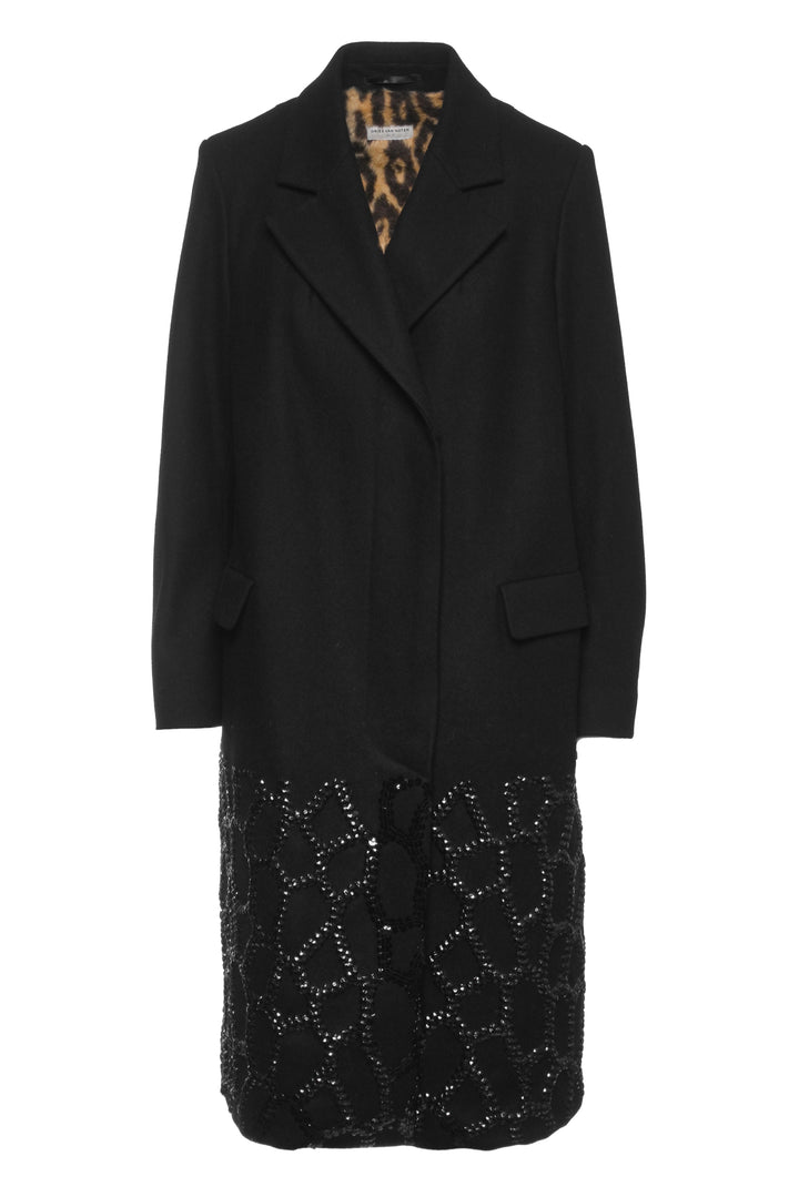 Dries Van Noten Size 4 Sequin Embellished Wool Coat