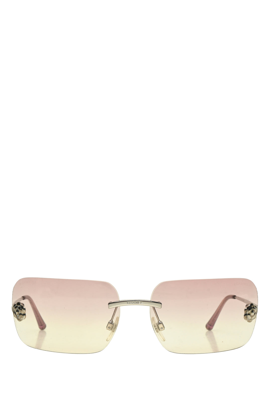 Chanel Vintage Rimless Camellia Flower Ombre Pink Eyewear