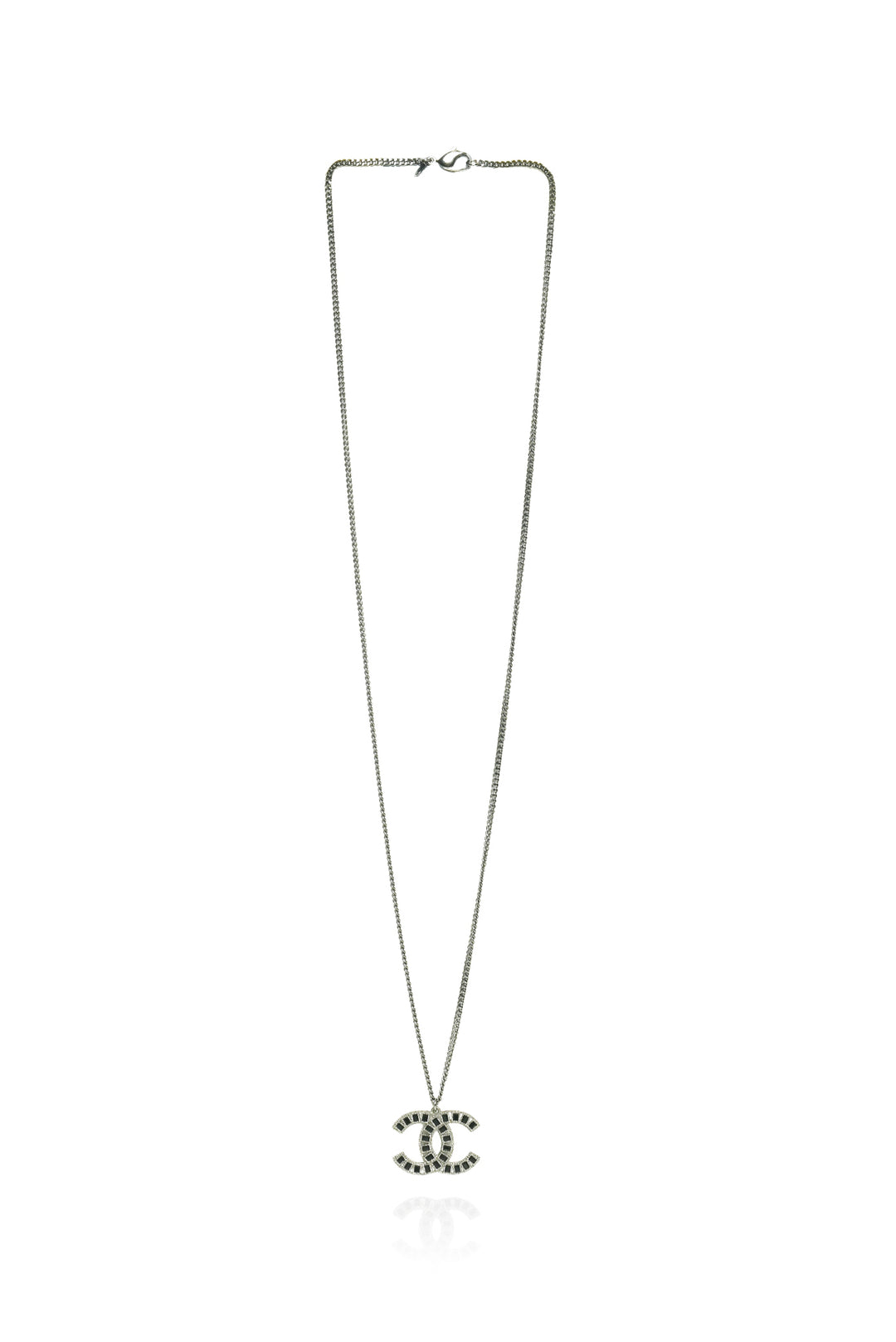 Chanel 2009 CC Square Crystal Long Pendant Necklace