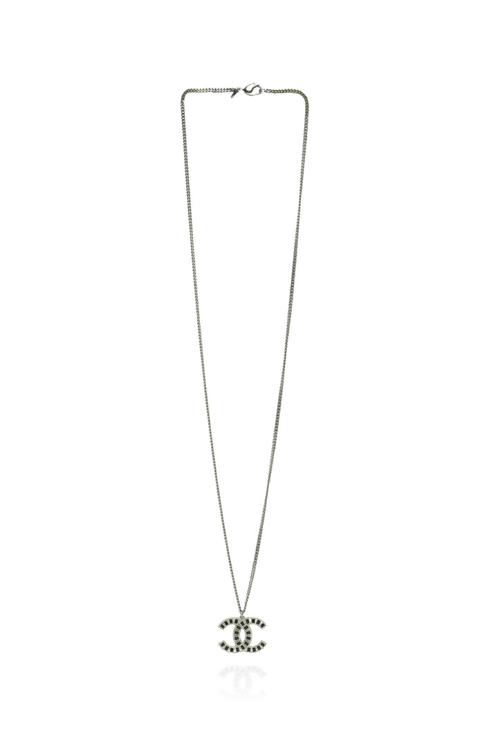 Chanel 2009 CC Square Crystal Long Pendant Necklace