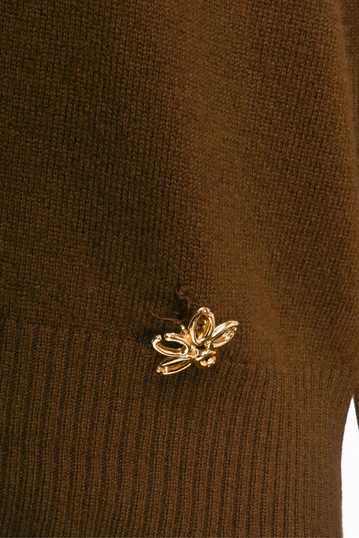 Oscar De La Renta Size L Scarfed Detail Cashmere Sweater