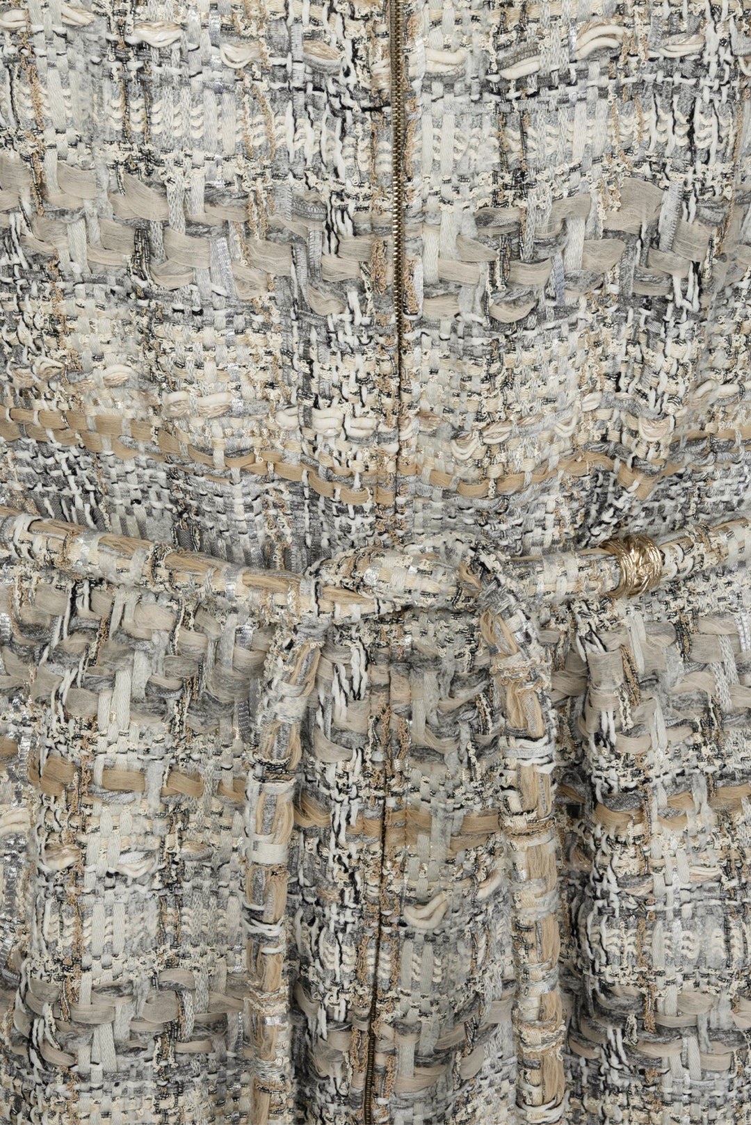 Chanel Size 38 2018 Cruise Collection Zip Front Fringe Trim Tweed Dress