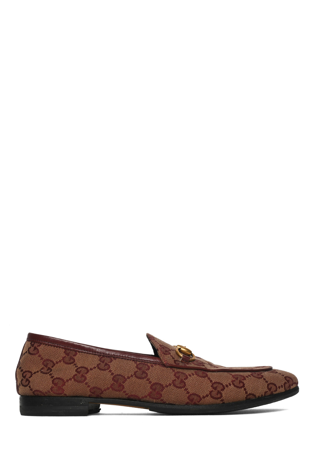 Gucci Size 37.5 Canvas GG Jordaan Loafers