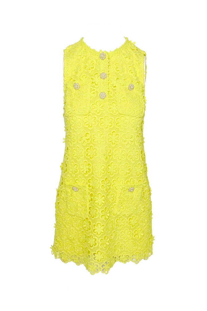 Self Portrait Size 0 Lime Daisy Guipure Mini Dress