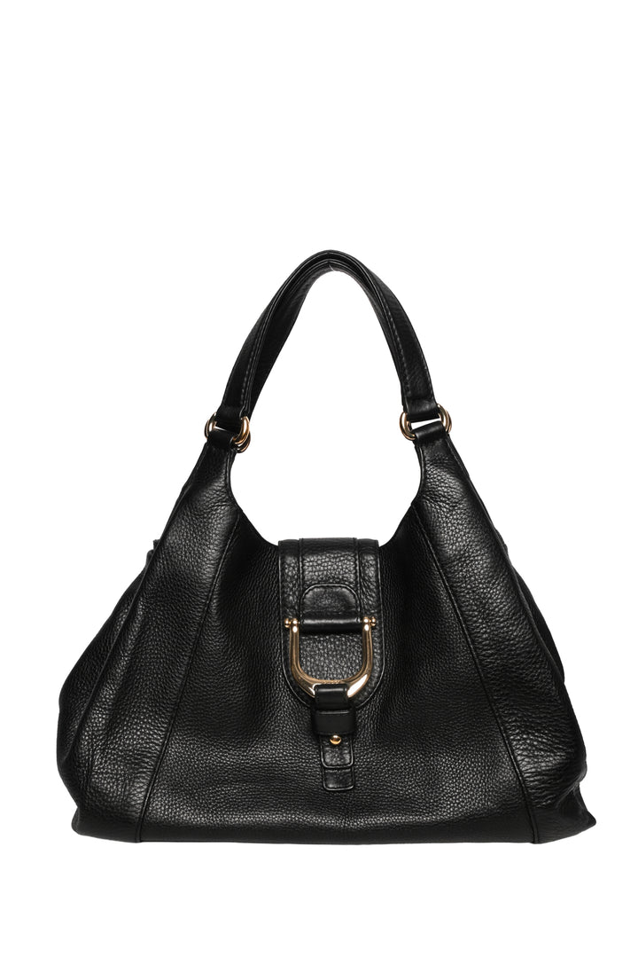 Gucci Medium Pebbled Calfskin Greenwich Stirrup Buckle Shoulder Bag