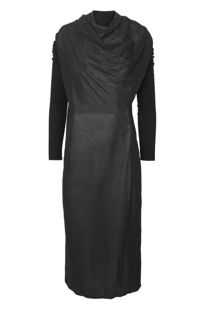 Rick Owens Size 6 2008 Sheer Long Sleeve Cowl Neck Dress