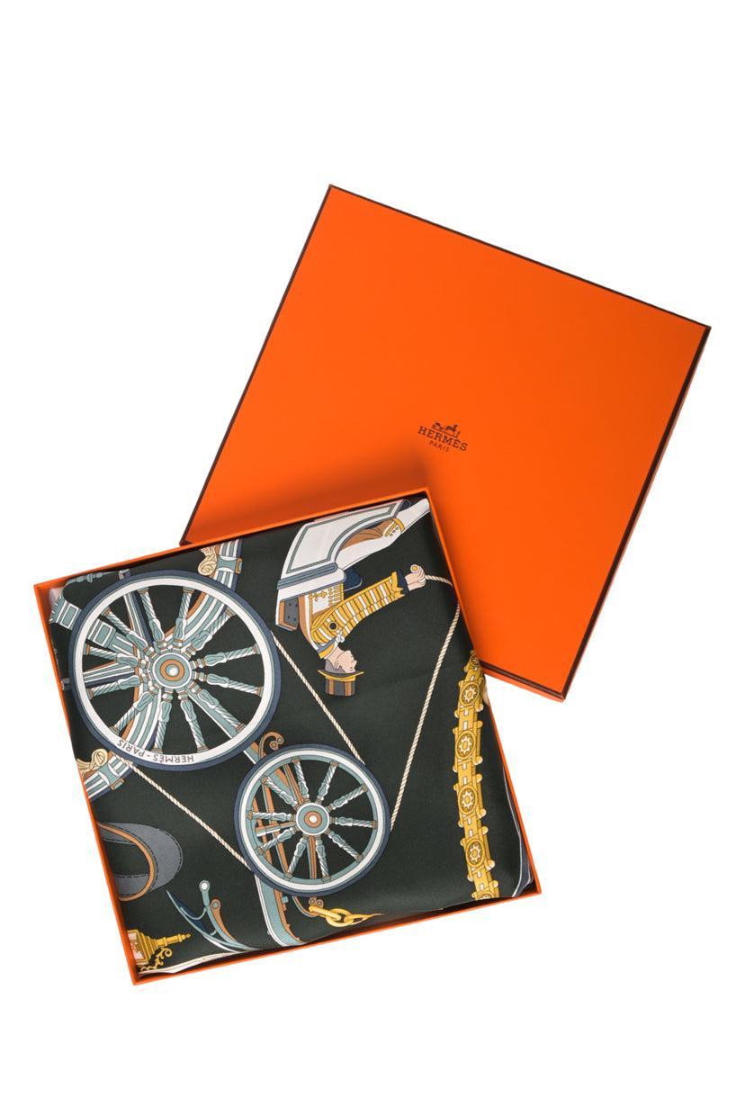 Hermes Stately Wheels Printed Silk Square Scarf