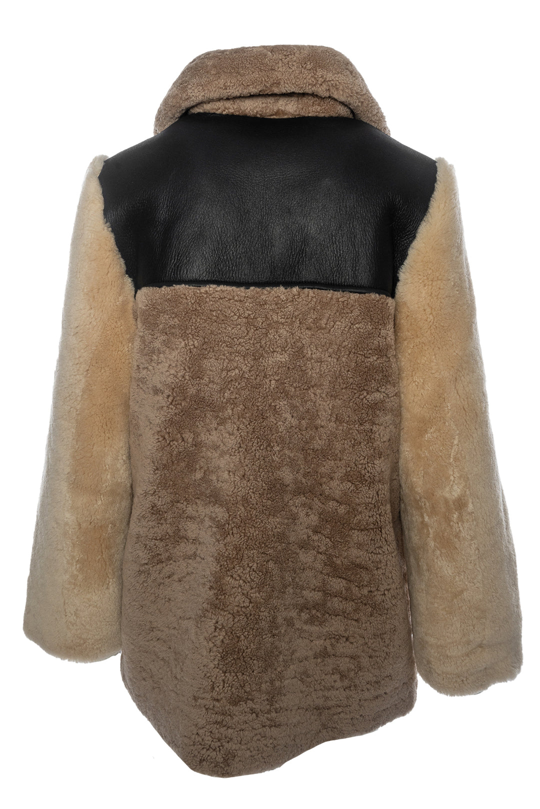 Sandro Size 4 Tatiana Contrast Panel Shearling Coat