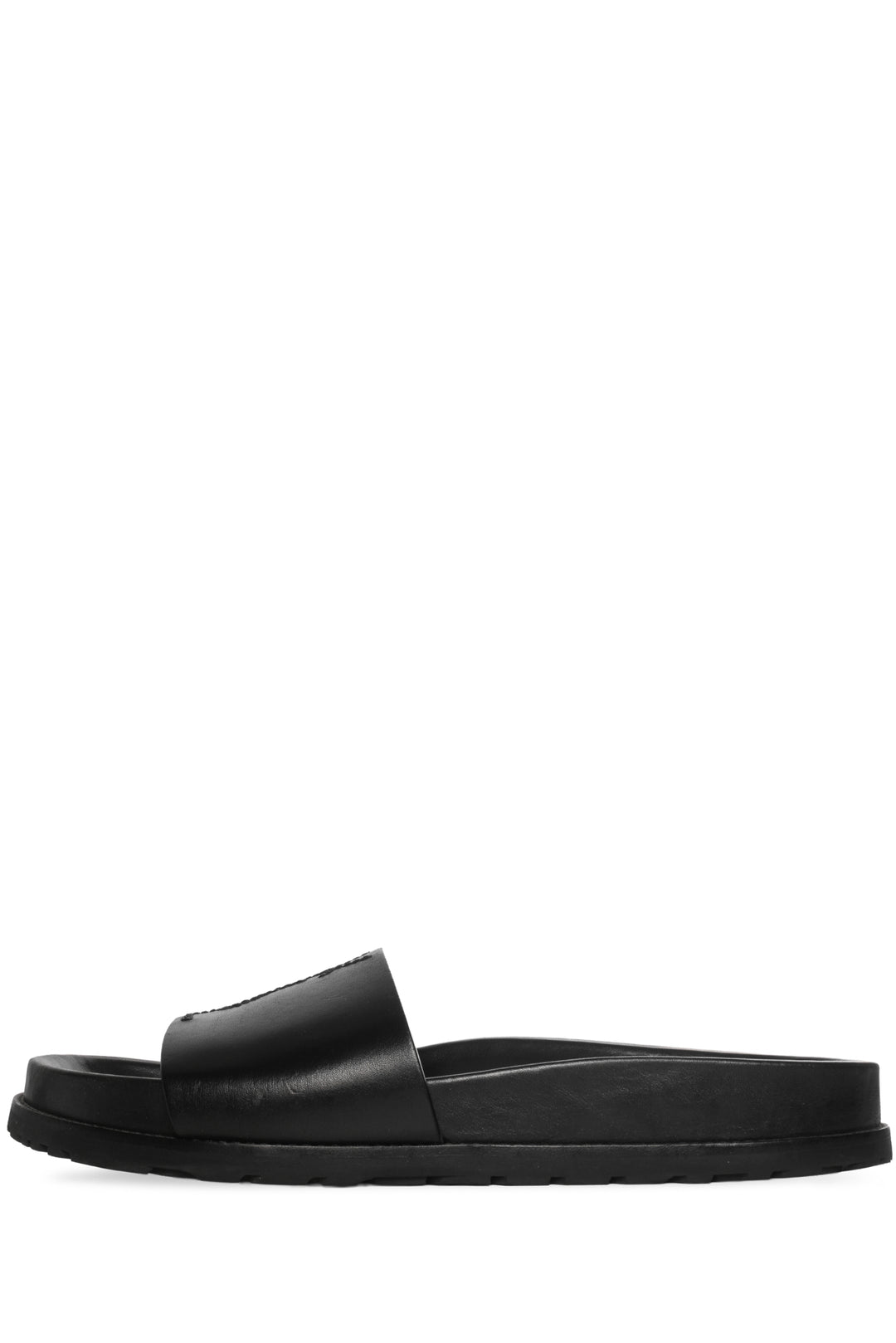 Saint Laurent Size 36.5 Embroidered Logo Leather Slides