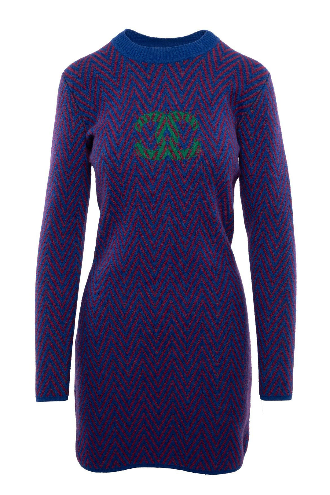 Chanel Size 36 Chevron Print Knit Cashmere Mini Dress