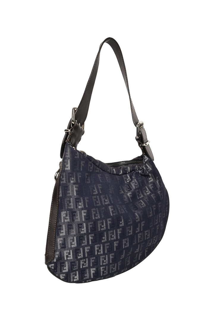 Fendi Zucchino Denim Oyster Shoulder Bag