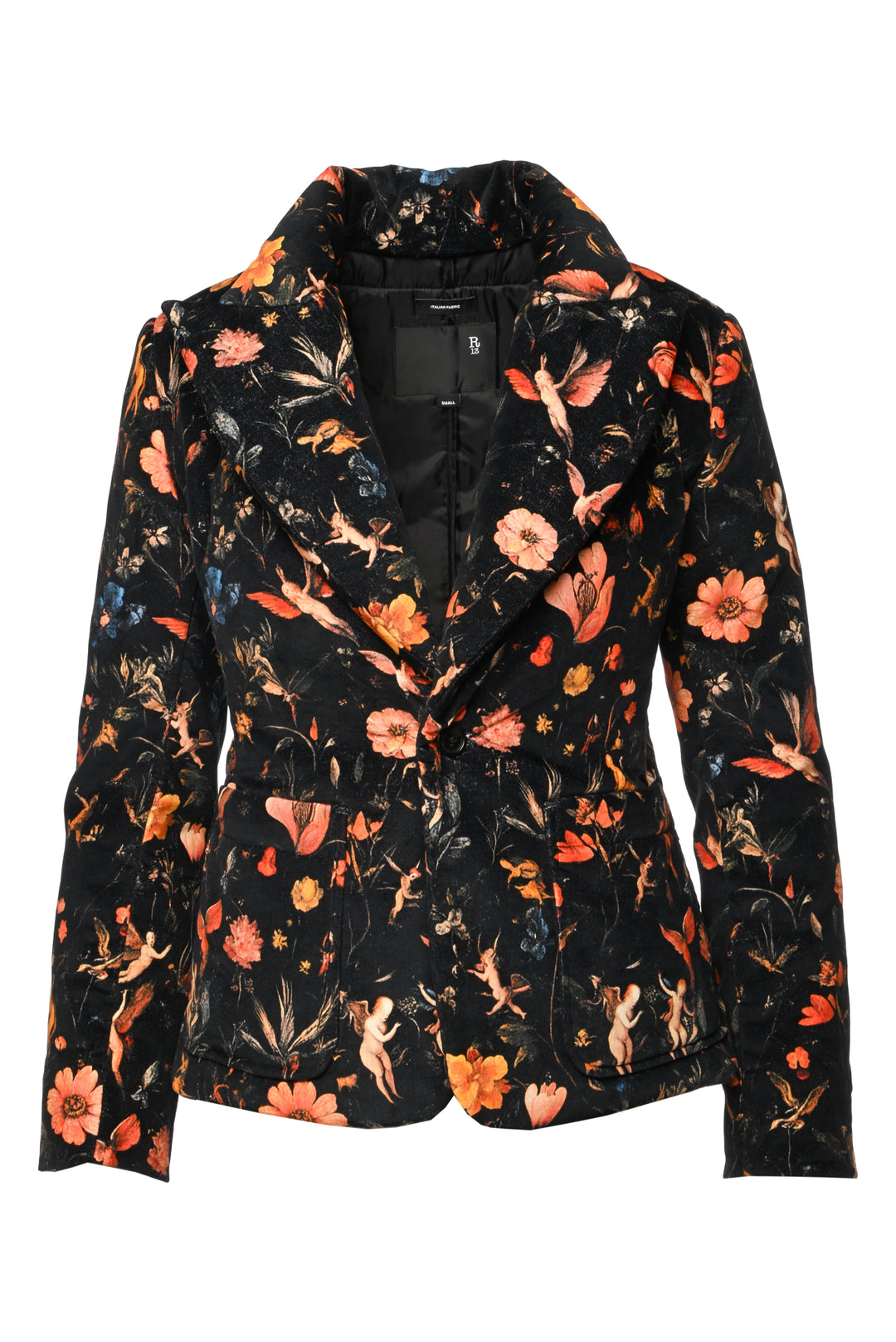 R13 Size S Padded Peak Lapel Shrunken Blazer