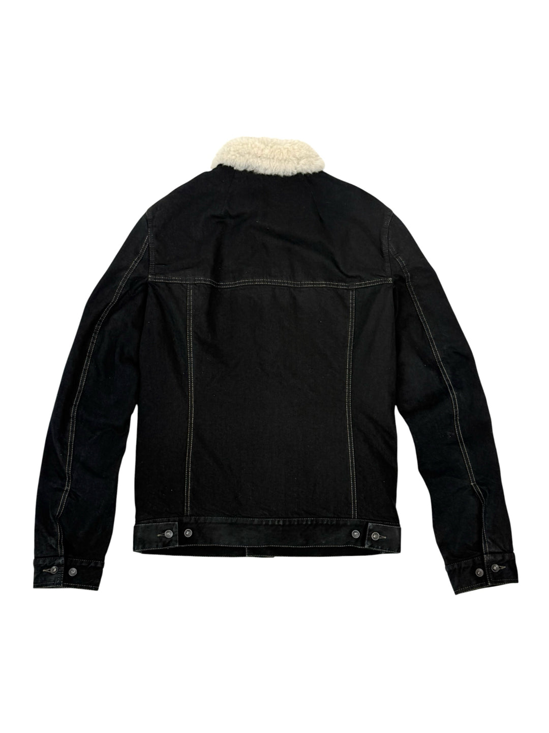 Rick Owens Size S Men's Shearling Collar Distressed Denim Jacket