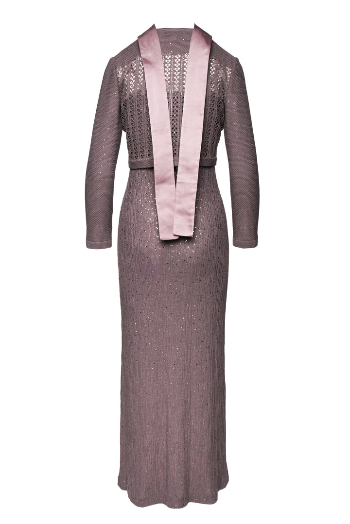 St. John Size 2 Embellished Knit Maxi Dress & Cropped Cardigan Set