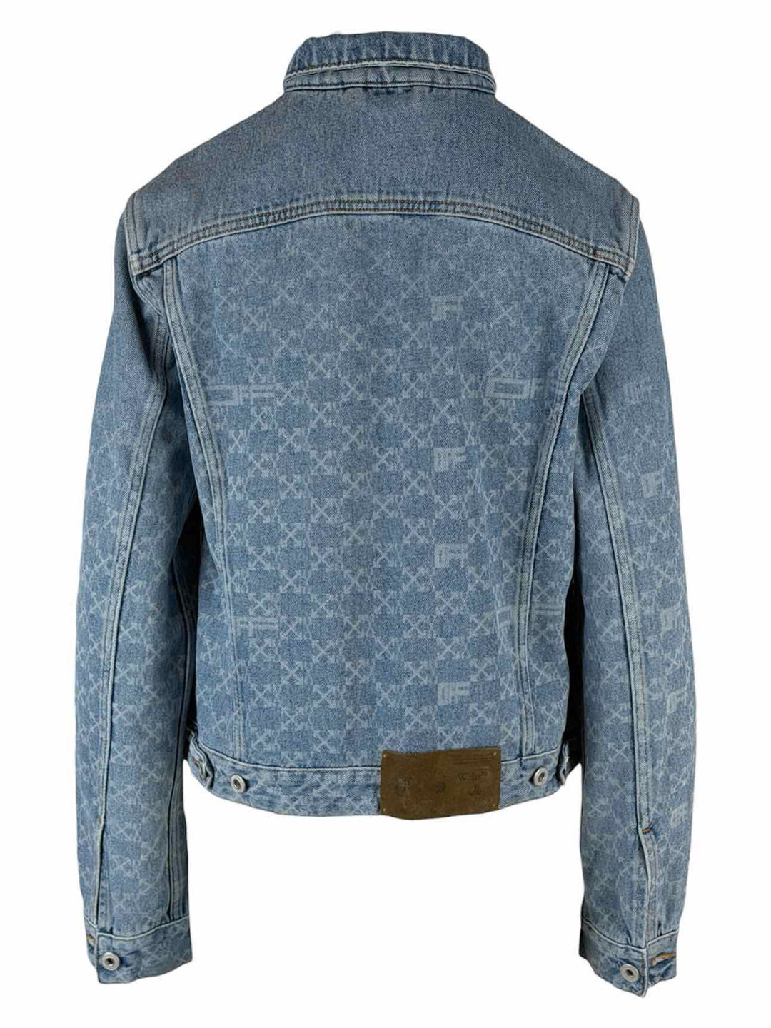 Off White Size 42 All Over X Logo Distressed Denim Jacket