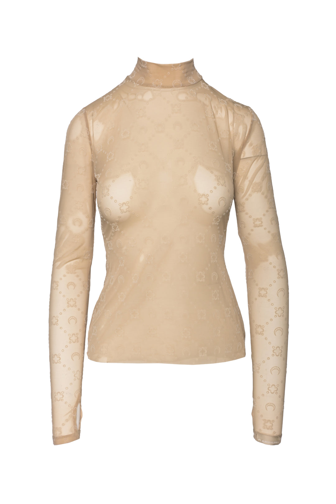 Marine Serre Size L Moonogram Mesh Flock Second Skin Highneck Tops
