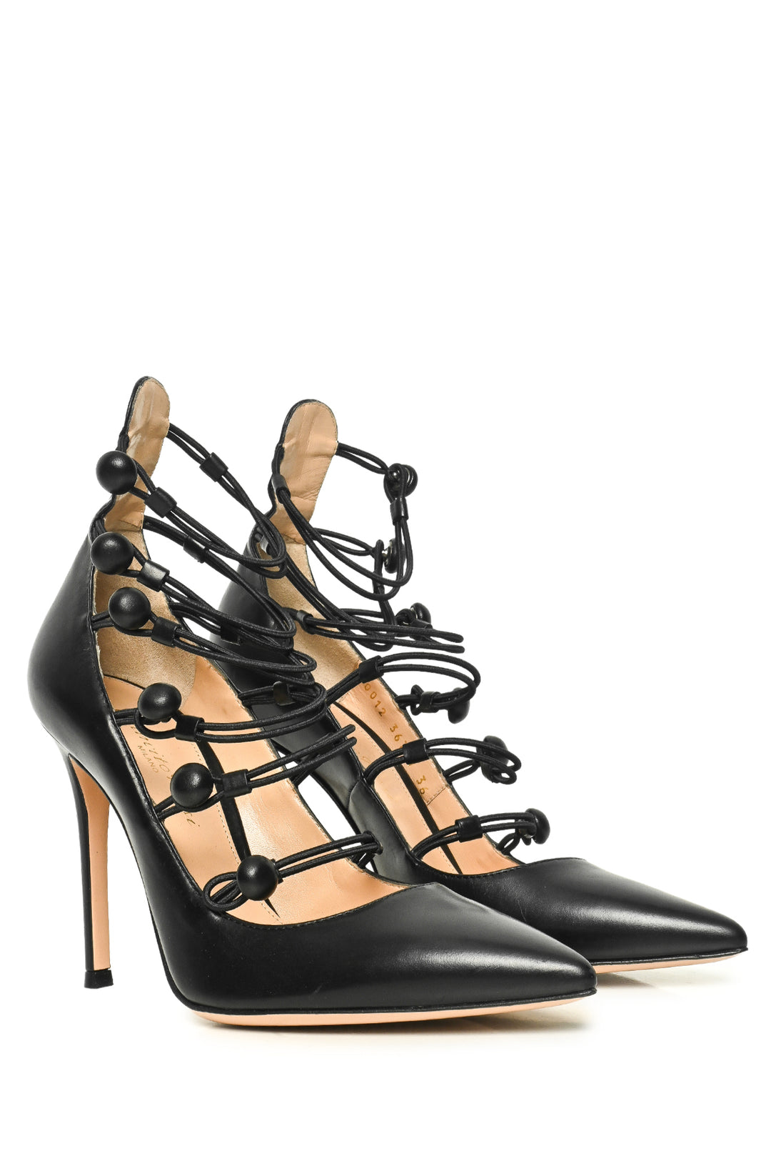 Gianvito Rossi Size 36 Strappy Elastic Button Closure Stiletto Pumps