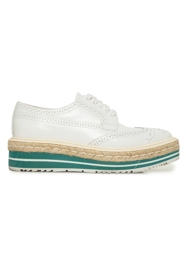 Prada Size 36 2015 Platform Brogue Espadrille Flats