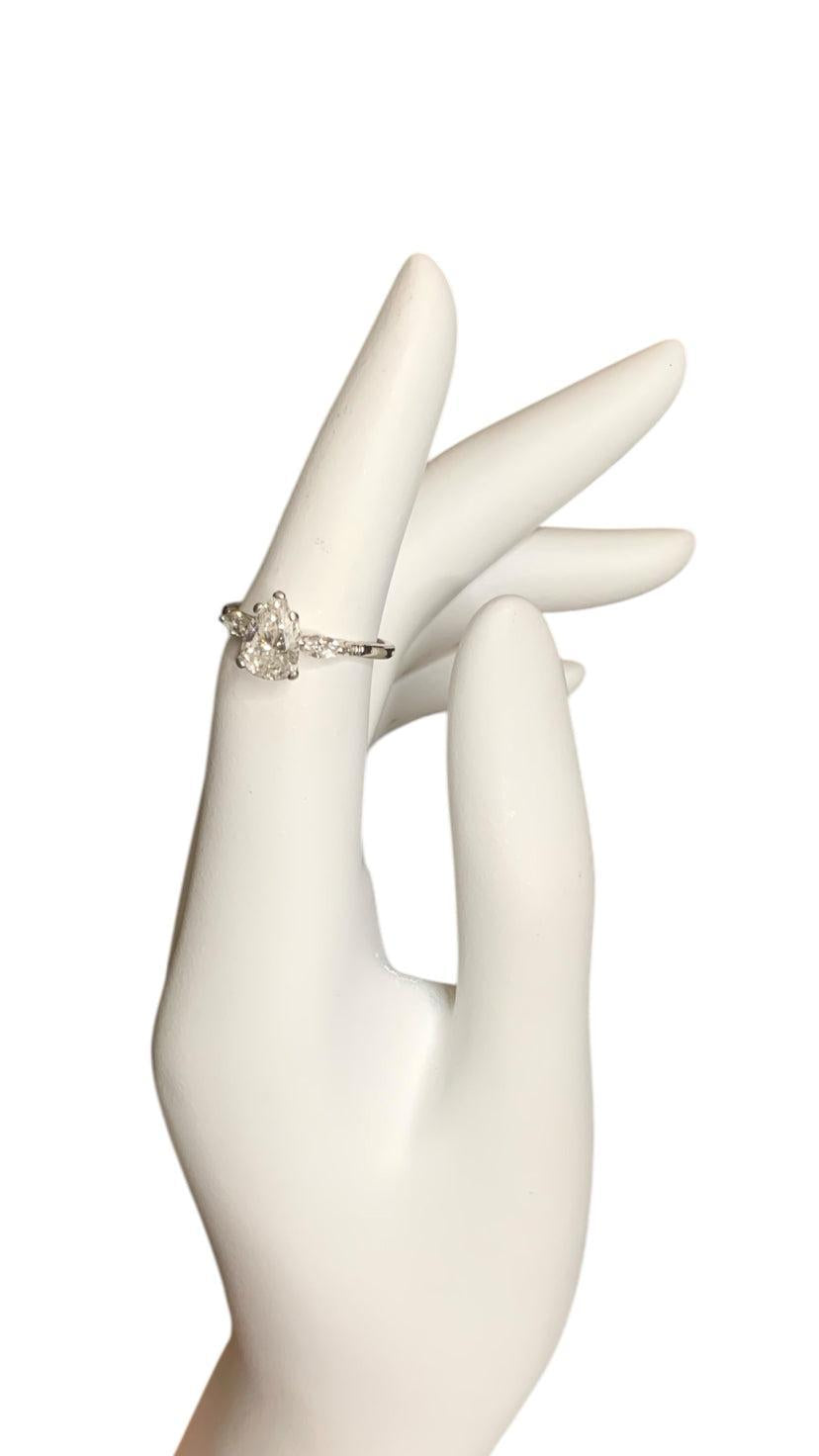 Platinum pear diamond with 2 marquise diamond Size 7.5 Ring