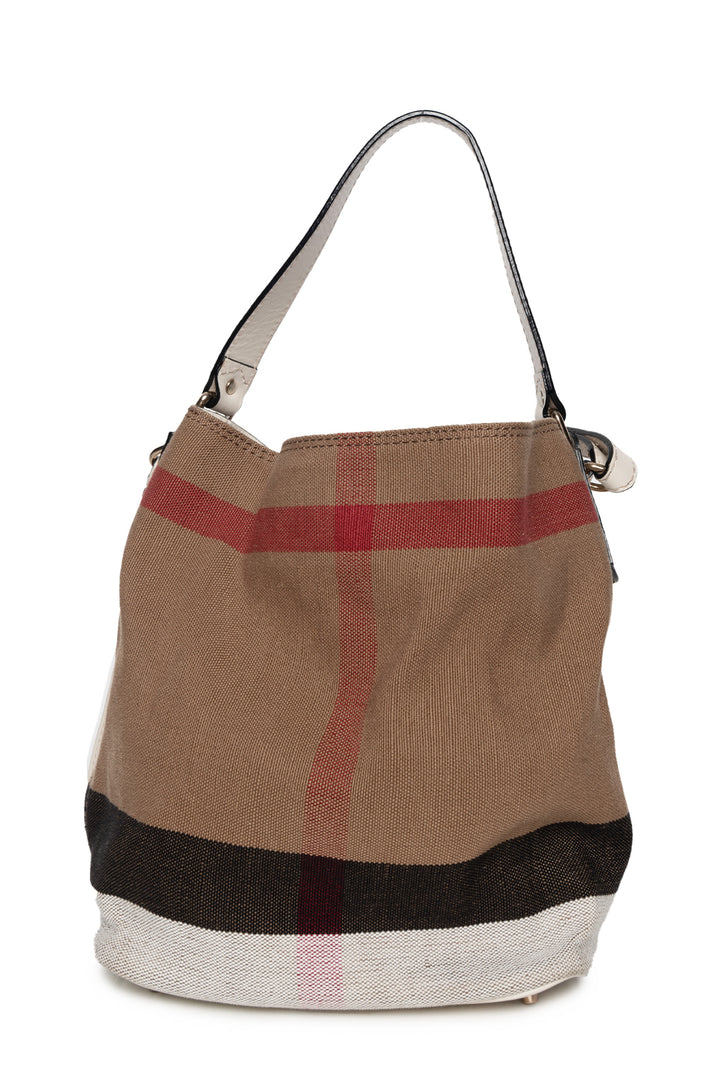 Burberry Canvas Novacheck Ashby Bucket Bag Shoulder Bag