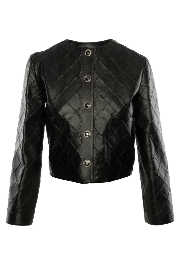 Chanel Size 34 2022 Quilted Lambskin Leather Jacket