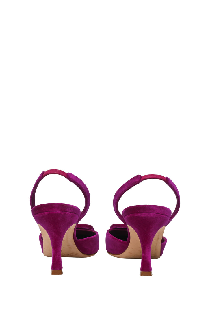 Manolo Blahnik Size 37.5 Maysli Velvet Slingback Pumps