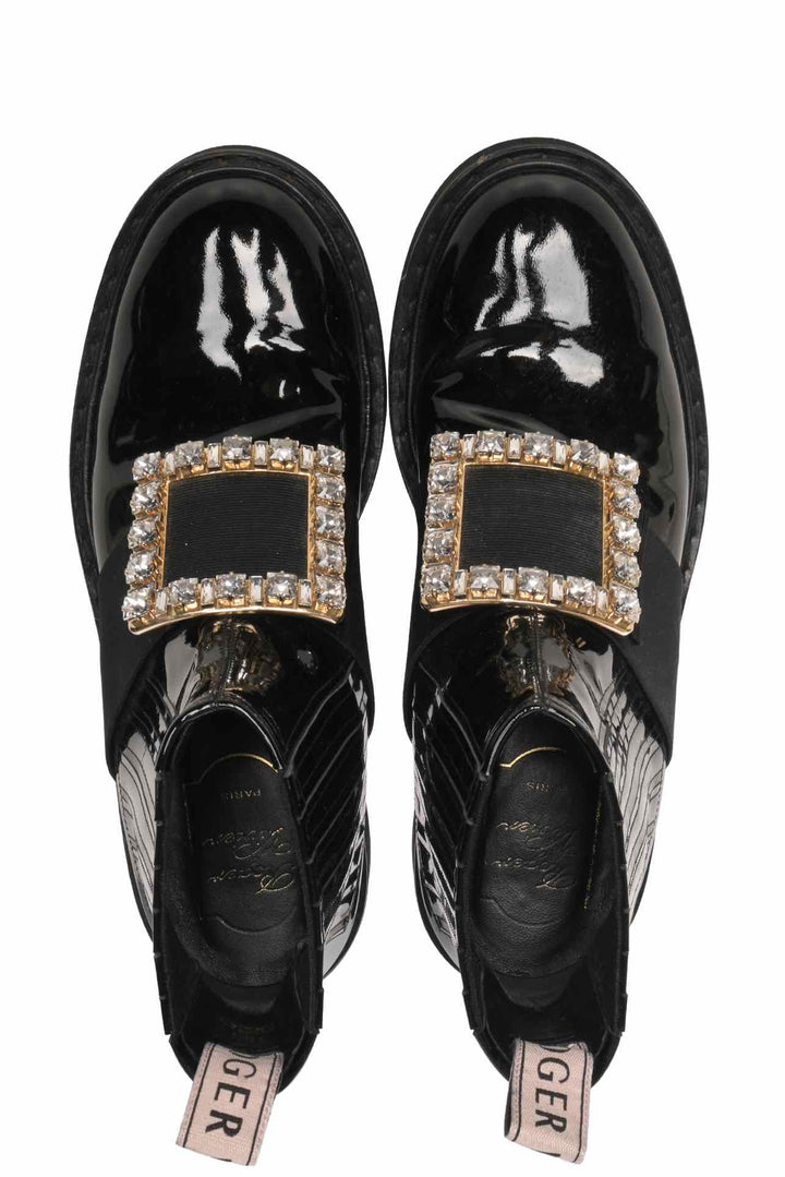 Roger Vivier Size 36.5 Viv Rangers Strass Buckle Chelsea Ankle Boots