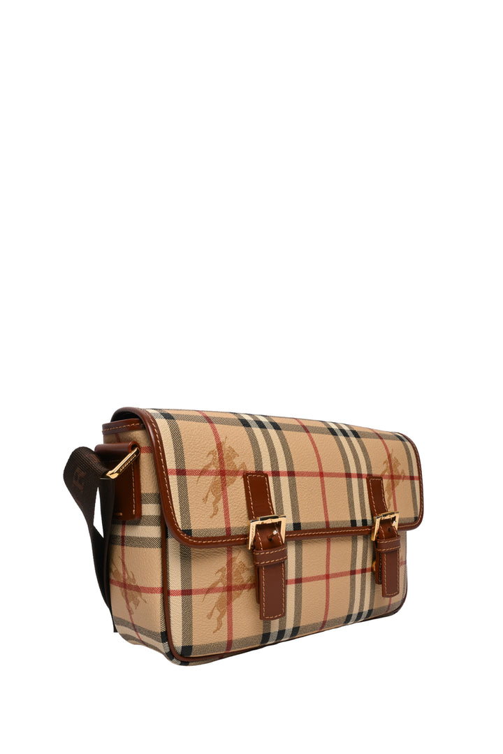 Burberry Check Print Coated Canvas Crossbody Messenger Bag