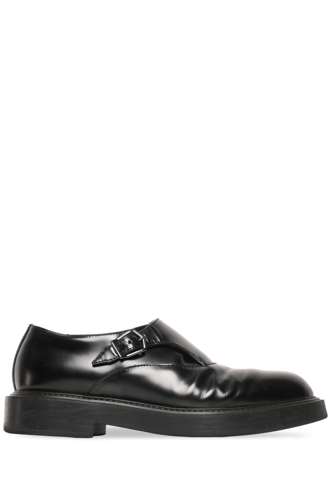 Emporio Armani Mens Shoe Size 8.5 Brushed Leather Monkstraps Loafers