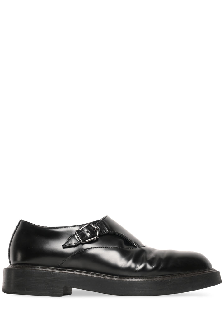 Emporio Armani Mens Shoe Size 8.5 Brushed Leather Monkstraps Loafers